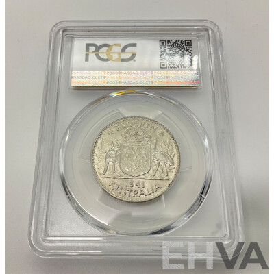 Australian 1941M Silver Florin, PCGS MS62