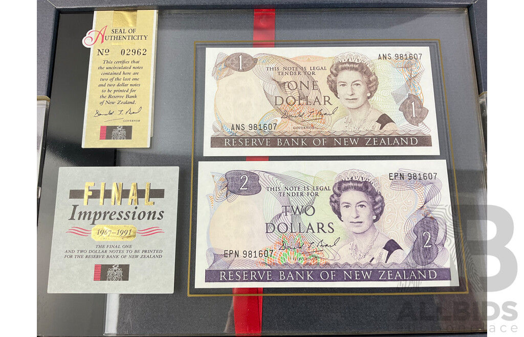 New Zealand Final Impressions 1967-1991, One and Two Dollar Last/Identical Prefix