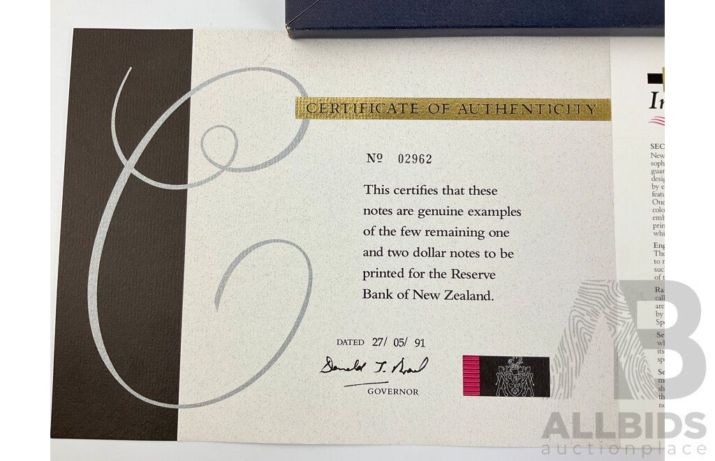 New Zealand Final Impressions 1967-1991, One and Two Dollar Last/Identical Prefix