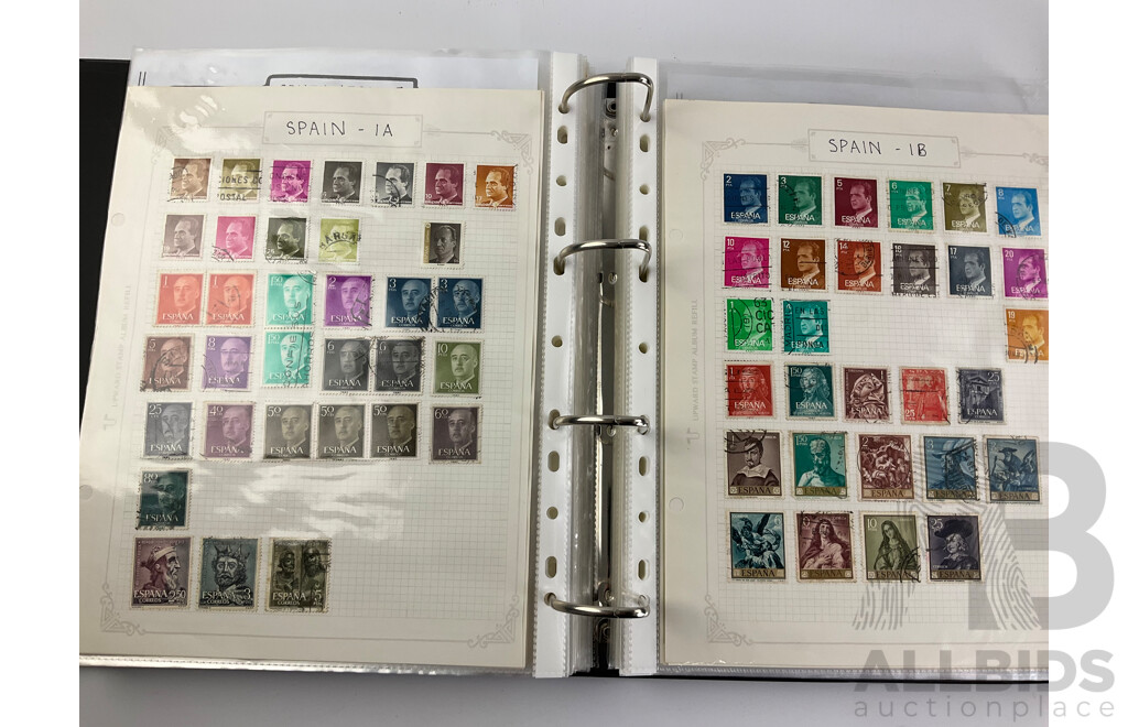 Two Albums of Mint and Cancelled Vintage Stamps Including Album of United Kingdom 1975-2020, New Zealand, Pakistan, Philippines, Russia, South Africa, Spain, USA Zambia and More