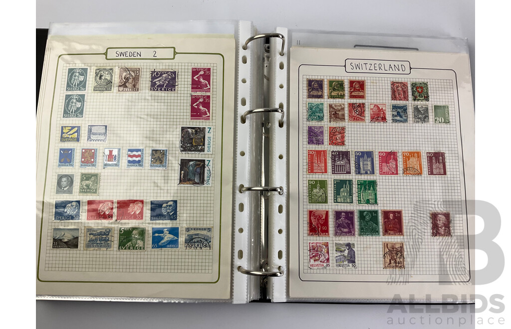 Two Albums of Mint and Cancelled Vintage Stamps Including Album of United Kingdom 1975-2020, New Zealand, Pakistan, Philippines, Russia, South Africa, Spain, USA Zambia and More