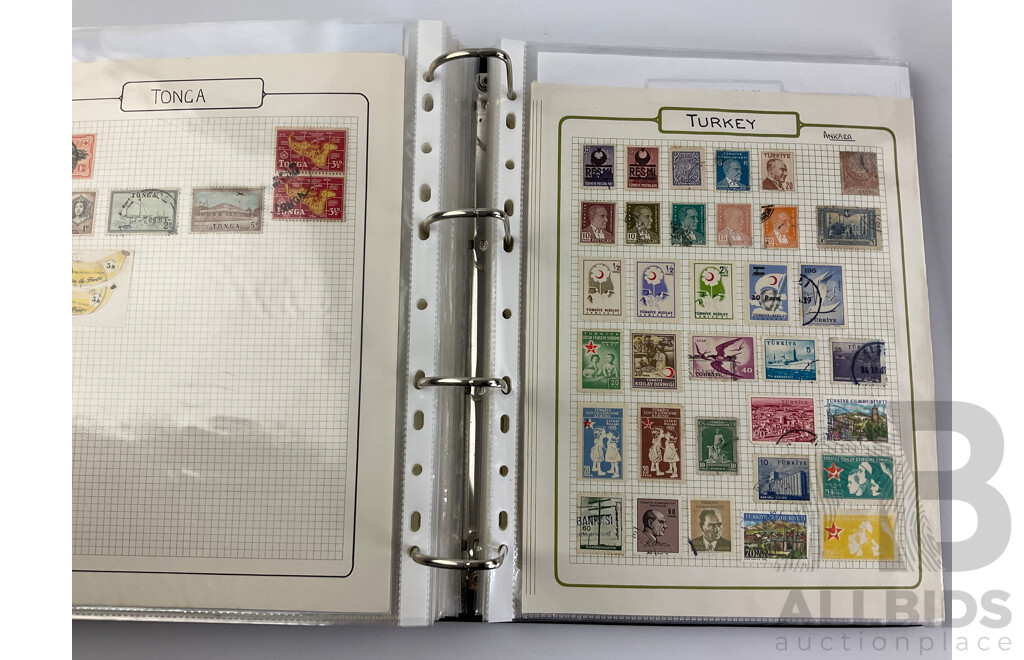 Two Albums of Mint and Cancelled Vintage Stamps Including Album of United Kingdom 1975-2020, New Zealand, Pakistan, Philippines, Russia, South Africa, Spain, USA Zambia and More