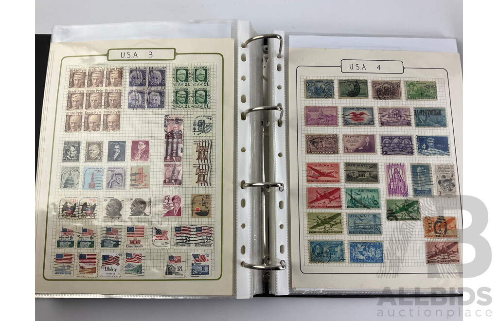 Two Albums of Mint and Cancelled Vintage Stamps Including Album of United Kingdom 1975-2020, New Zealand, Pakistan, Philippines, Russia, South Africa, Spain, USA Zambia and More