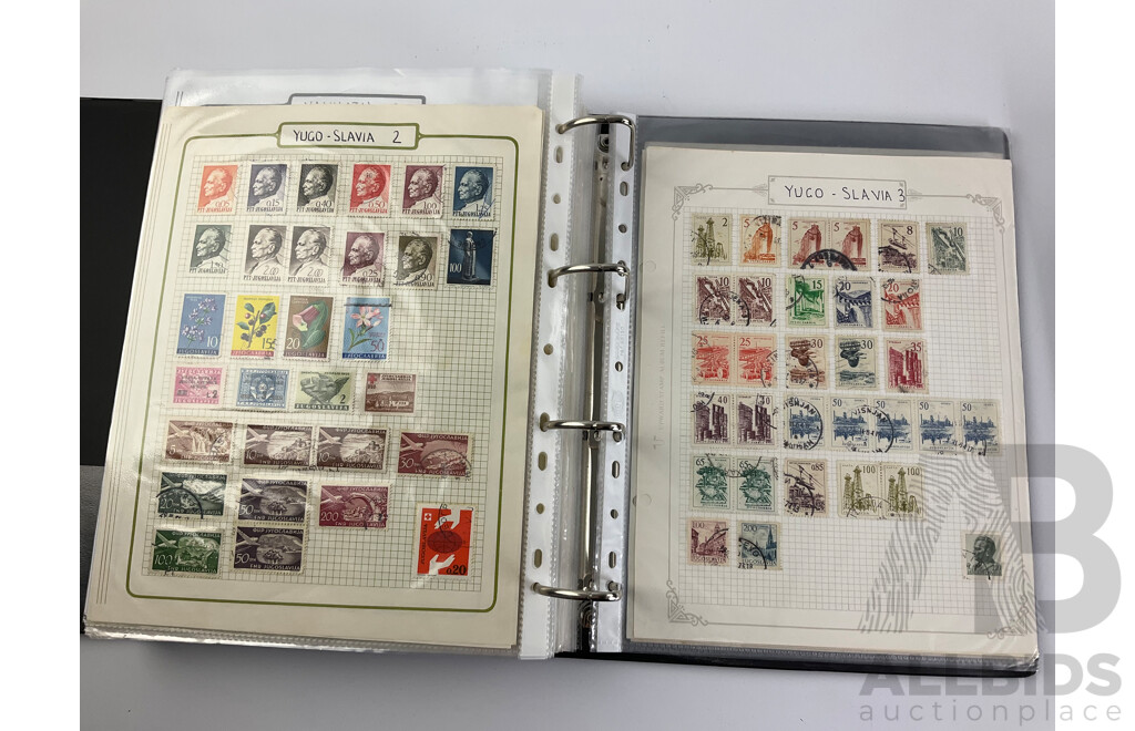 Two Albums of Mint and Cancelled Vintage Stamps Including Album of United Kingdom 1975-2020, New Zealand, Pakistan, Philippines, Russia, South Africa, Spain, USA Zambia and More