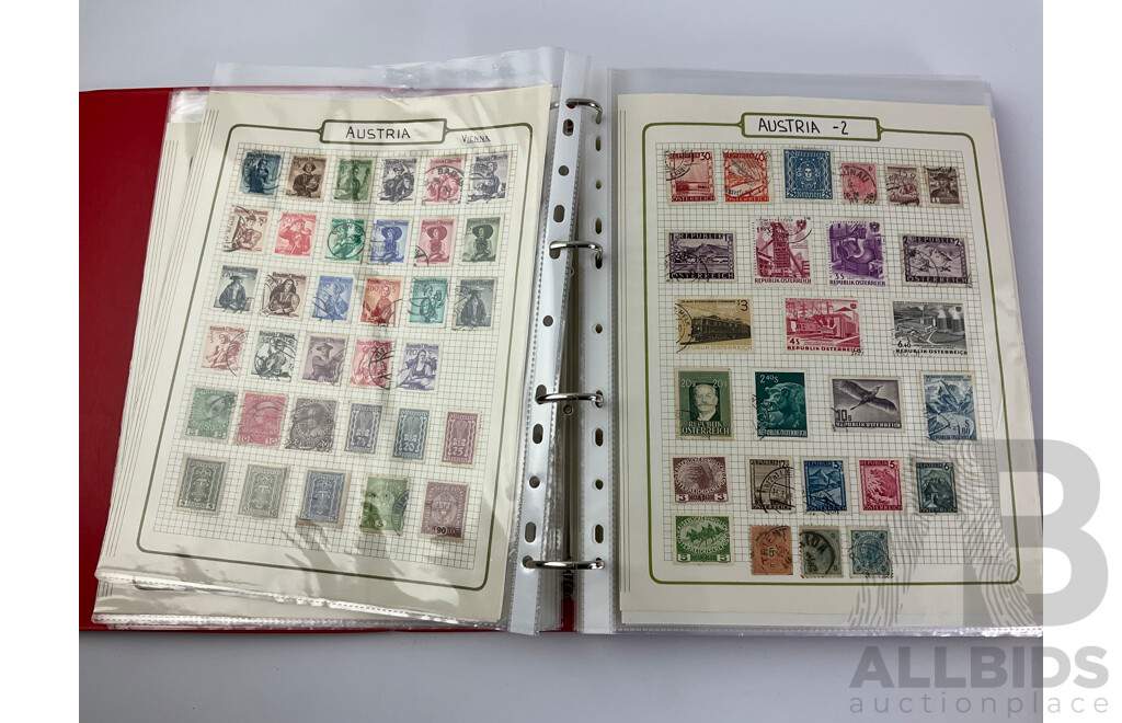 Two Albums of Vintage International Stamps, Countries Alphabetically 'A' to 'N' Including Afghanistan, Argentina, Austria, Bahrain, Burma, Canada, Christmas Island, Denmark, Eire, France, Holland, India, Italy, Mexico and More