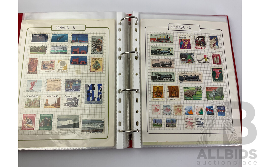 Two Albums of Vintage International Stamps, Countries Alphabetically 'A' to 'N' Including Afghanistan, Argentina, Austria, Bahrain, Burma, Canada, Christmas Island, Denmark, Eire, France, Holland, India, Italy, Mexico and More