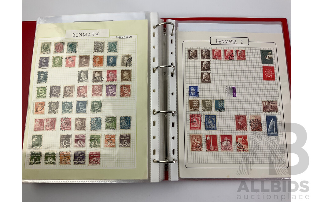 Two Albums of Vintage International Stamps, Countries Alphabetically 'A' to 'N' Including Afghanistan, Argentina, Austria, Bahrain, Burma, Canada, Christmas Island, Denmark, Eire, France, Holland, India, Italy, Mexico and More