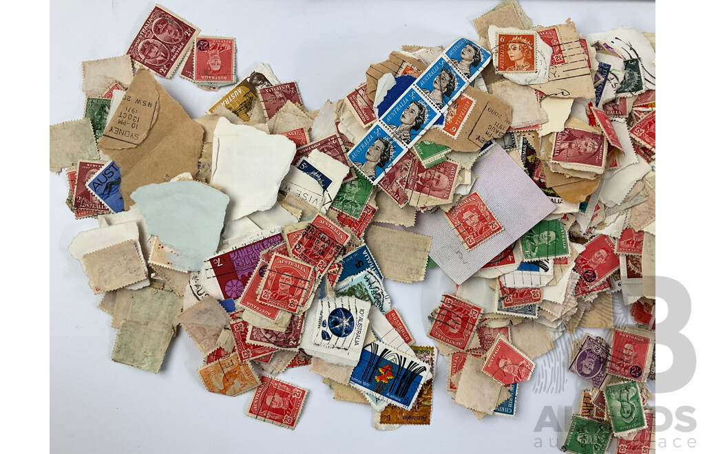 Collection of Australian Predecimal and Early Decimal Cancelled Stamps with Album of Vintage International Stamps Including Commonwealth Countries and Germany