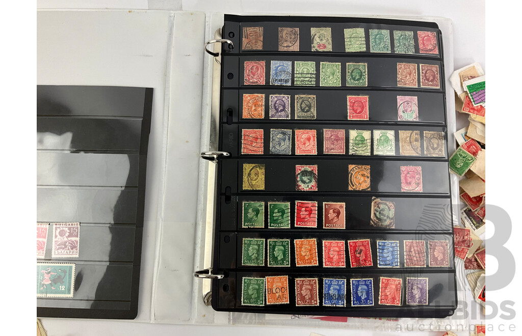 Collection of Australian Predecimal and Early Decimal Cancelled Stamps with Album of Vintage International Stamps Including Commonwealth Countries and Germany