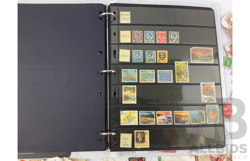 Collection of Australian Predecimal and Early Decimal Cancelled Stamps with Album of Vintage International Stamps Including Commonwealth Countries and Germany