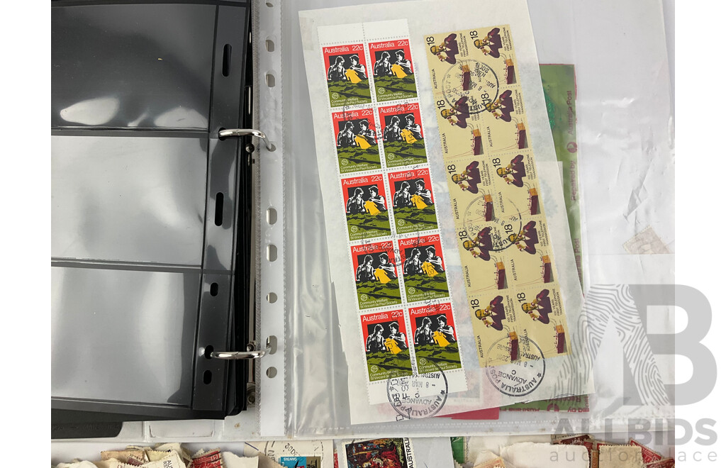 Collection of Australian Predecimal and Early Decimal Cancelled Stamps with Album of Vintage International Stamps Including Commonwealth Countries and Germany