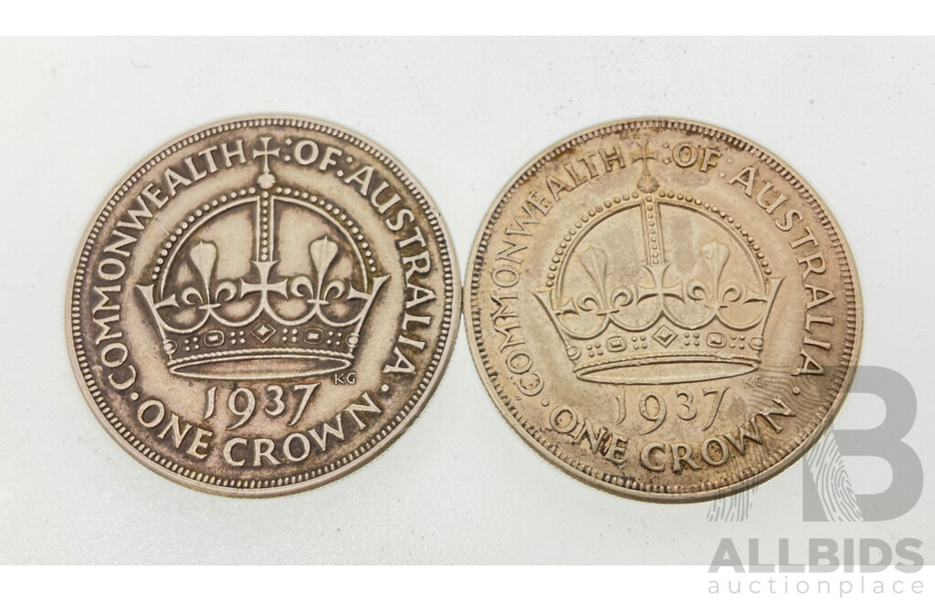 Two Australian 1937 Silver Crowns .925