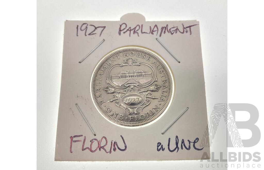 Australian 1927 UNC Silver Florin, Commemorative Parliament House