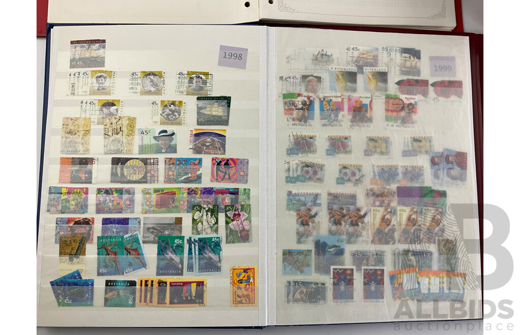 Albums of International Cancelled Stamps Including Australian Examples From 1976 to 2002, Italy USA, Indonesia, Empty Albums, Victory Stamp Album