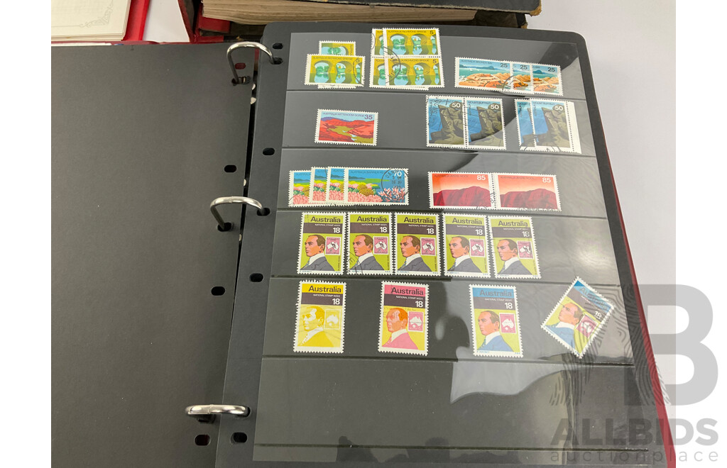 Albums of International Cancelled Stamps Including Australian Examples From 1976 to 2002, Italy USA, Indonesia, Empty Albums, Victory Stamp Album