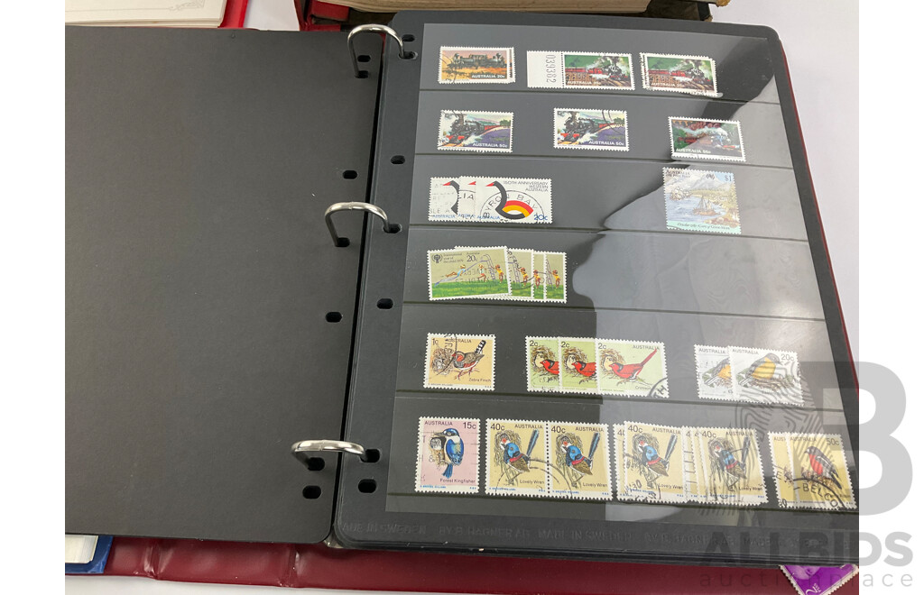 Albums of International Cancelled Stamps Including Australian Examples From 1976 to 2002, Italy USA, Indonesia, Empty Albums, Victory Stamp Album