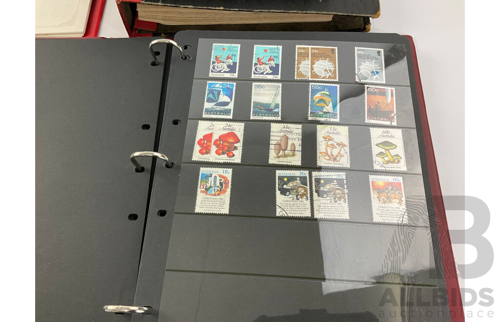 Albums of International Cancelled Stamps Including Australian Examples From 1976 to 2002, Italy USA, Indonesia, Empty Albums, Victory Stamp Album