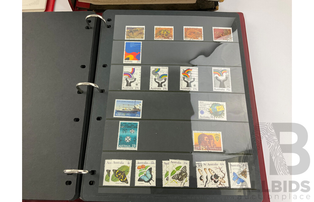 Albums of International Cancelled Stamps Including Australian Examples From 1976 to 2002, Italy USA, Indonesia, Empty Albums, Victory Stamp Album