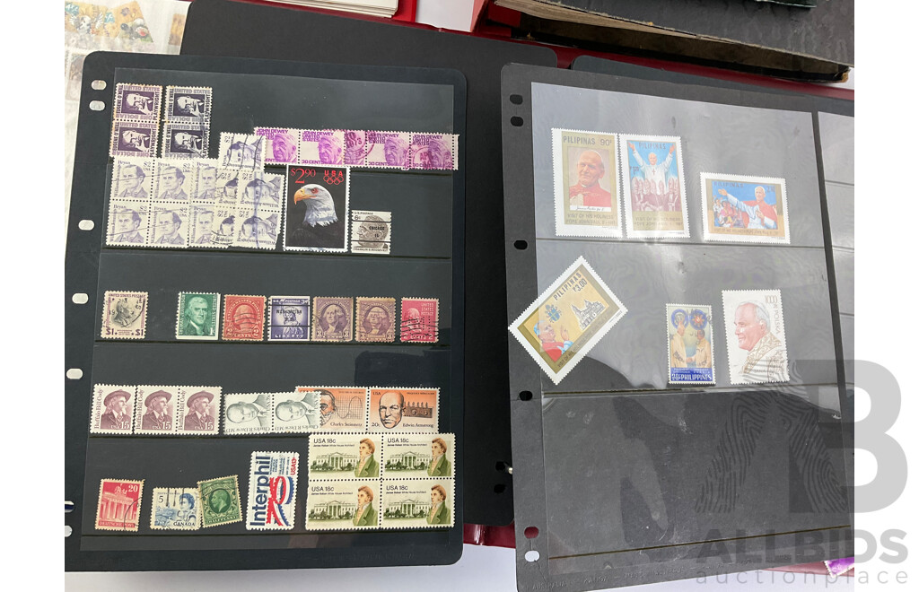 Albums of International Cancelled Stamps Including Australian Examples From 1976 to 2002, Italy USA, Indonesia, Empty Albums, Victory Stamp Album