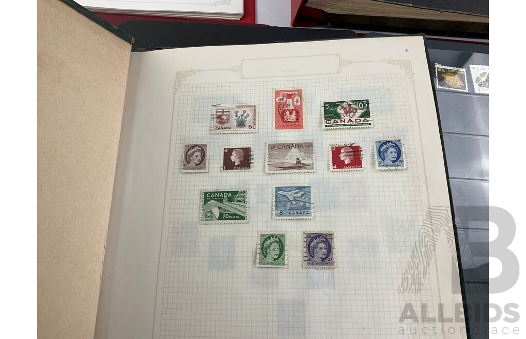 Albums of International Cancelled Stamps Including Australian Examples From 1976 to 2002, Italy USA, Indonesia, Empty Albums, Victory Stamp Album