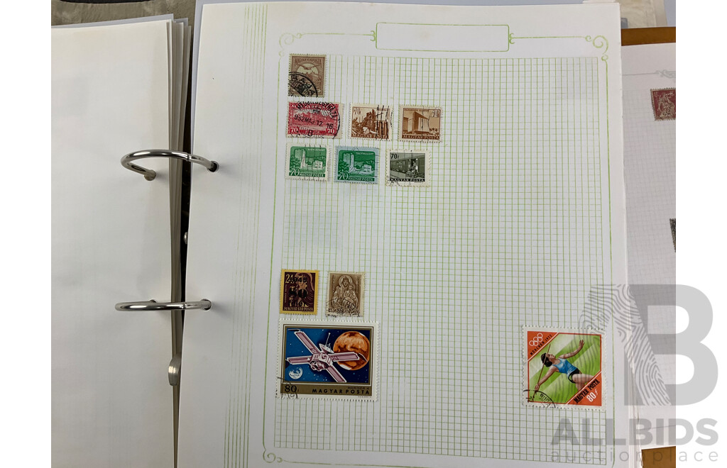 Four Albums of Vintage International Stamps Including USSR, Germany, USA, Poland, Helvetica, Spain, Japan and More