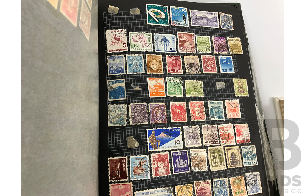 Four Albums of Vintage International Stamps Including USSR, Germany, USA, Poland, Helvetica, Spain, Japan and More