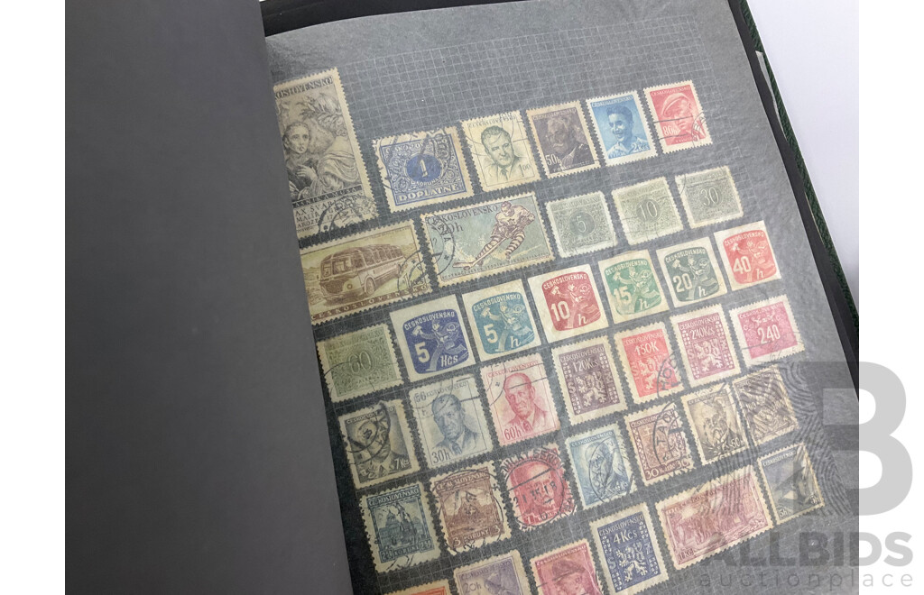 Four Albums of Vintage International Stamps Including USSR, Germany, USA, Poland, Helvetica, Spain, Japan and More