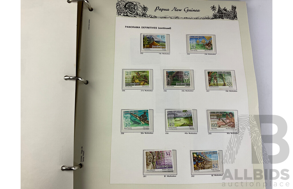 Seven Seas Papua New Guinea Hingless Stamp Album Including 1/7 Cattle, 1952 to 1993