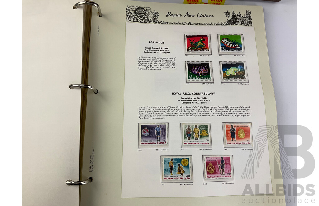 Seven Seas Papua New Guinea Hingless Stamp Album Including 1/7 Cattle, 1952 to 1993