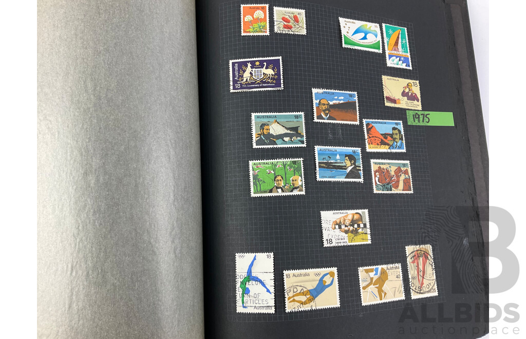 Six Albums of International Stamps Including Australian and New Zealand Predecimal, Romania, Egypt, United Kingdom, Spain and More