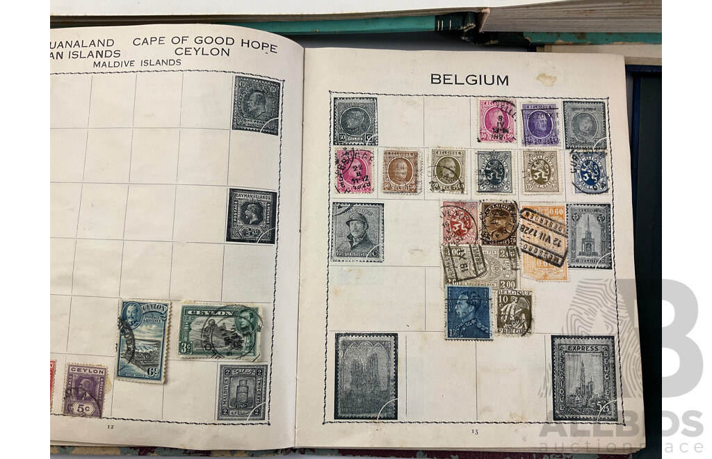 Four Albums of Antique and Vintage Stamps Including Fiji/Samoa Predecimal, USA, UK, Australia, Sierra Leone, Brunei, Suid Afrika/Basutoland Over Prints and More