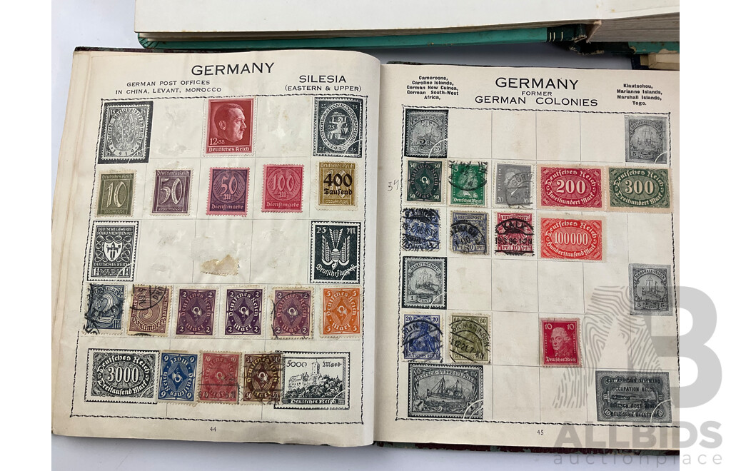 Four Albums of Antique and Vintage Stamps Including Fiji/Samoa Predecimal, USA, UK, Australia, Sierra Leone, Brunei, Suid Afrika/Basutoland Over Prints and More
