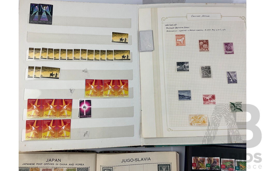 Four Albums of Antique and Vintage Stamps Including Fiji/Samoa Predecimal, USA, UK, Australia, Sierra Leone, Brunei, Suid Afrika/Basutoland Over Prints and More