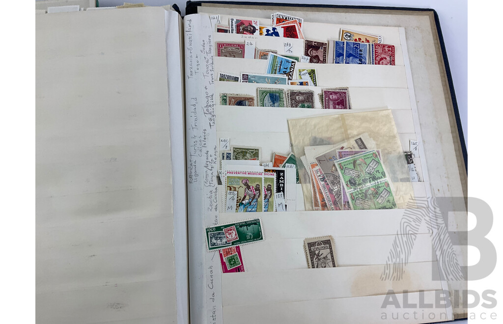 Four Albums of Antique and Vintage Stamps Including Fiji/Samoa Predecimal, USA, UK, Australia, Sierra Leone, Brunei, Suid Afrika/Basutoland Over Prints and More