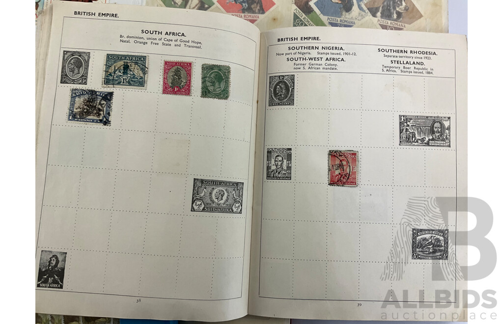 Six Albums of Antique and Vintage Stamps Including Germany, Turkiye, Italy, USSR, Austria, India, India, Egypt, Brazil and More
