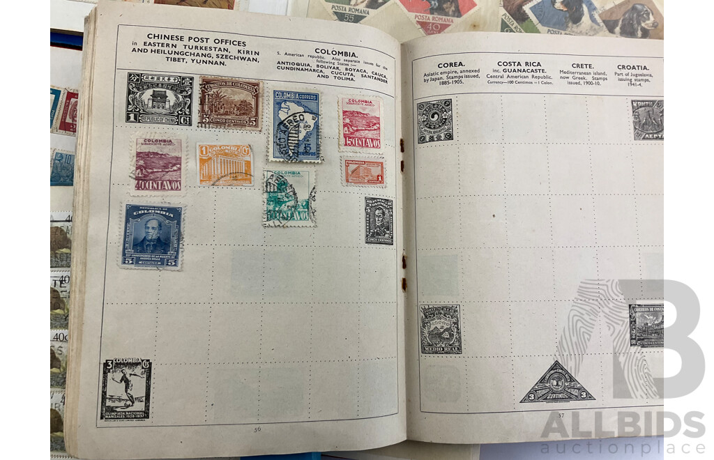 Six Albums of Antique and Vintage Stamps Including Germany, Turkiye, Italy, USSR, Austria, India, India, Egypt, Brazil and More