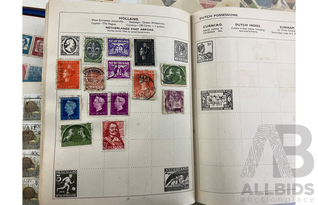 Six Albums of Antique and Vintage Stamps Including Germany, Turkiye, Italy, USSR, Austria, India, India, Egypt, Brazil and More