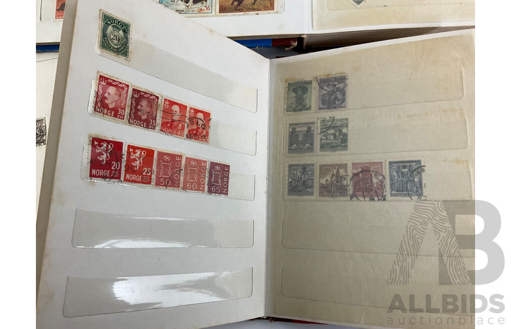 Six Albums of Antique and Vintage Stamps Including Germany, Turkiye, Italy, USSR, Austria, India, India, Egypt, Brazil and More