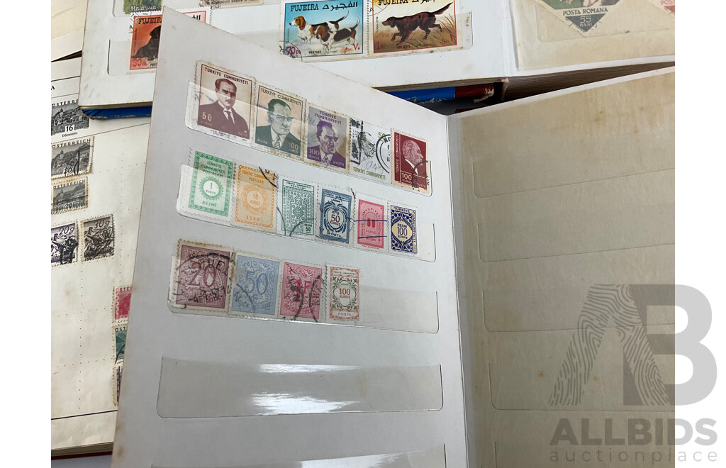 Six Albums of Antique and Vintage Stamps Including Germany, Turkiye, Italy, USSR, Austria, India, India, Egypt, Brazil and More