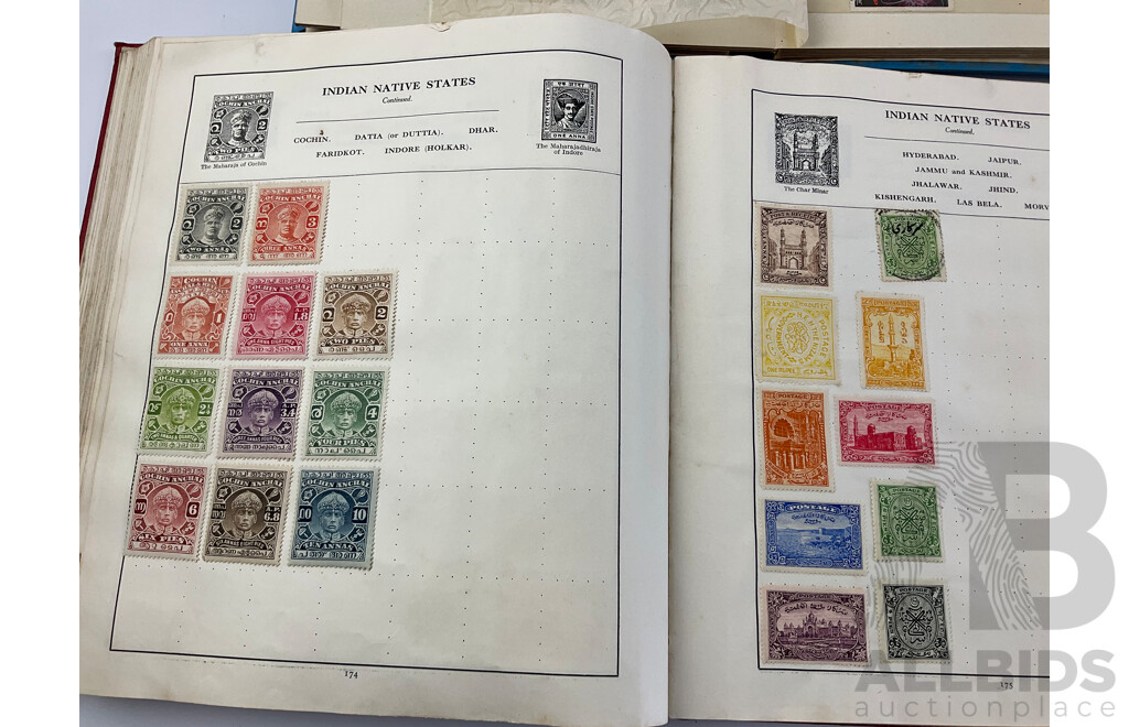 Six Albums of Antique and Vintage Stamps Including Germany, Turkiye, Italy, USSR, Austria, India, India, Egypt, Brazil and More