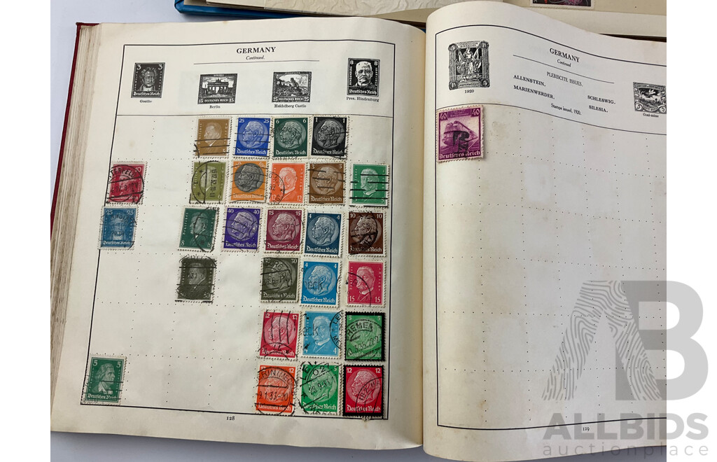Six Albums of Antique and Vintage Stamps Including Germany, Turkiye, Italy, USSR, Austria, India, India, Egypt, Brazil and More