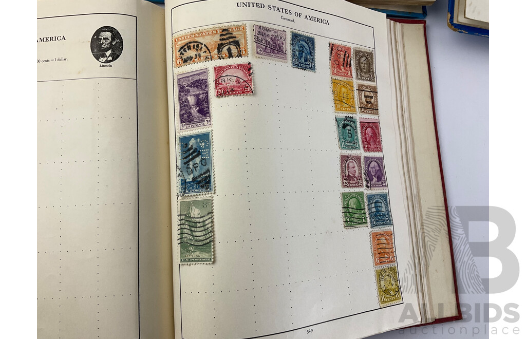 Six Albums of Antique and Vintage Stamps Including Germany, Turkiye, Italy, USSR, Austria, India, India, Egypt, Brazil and More