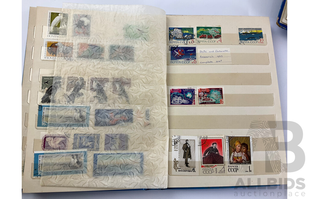 Six Albums of Antique and Vintage Stamps Including Germany, Turkiye, Italy, USSR, Austria, India, India, Egypt, Brazil and More