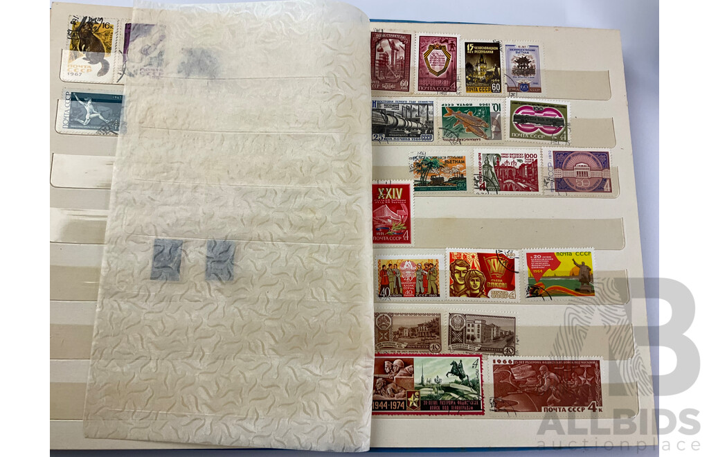Six Albums of Antique and Vintage Stamps Including Germany, Turkiye, Italy, USSR, Austria, India, India, Egypt, Brazil and More