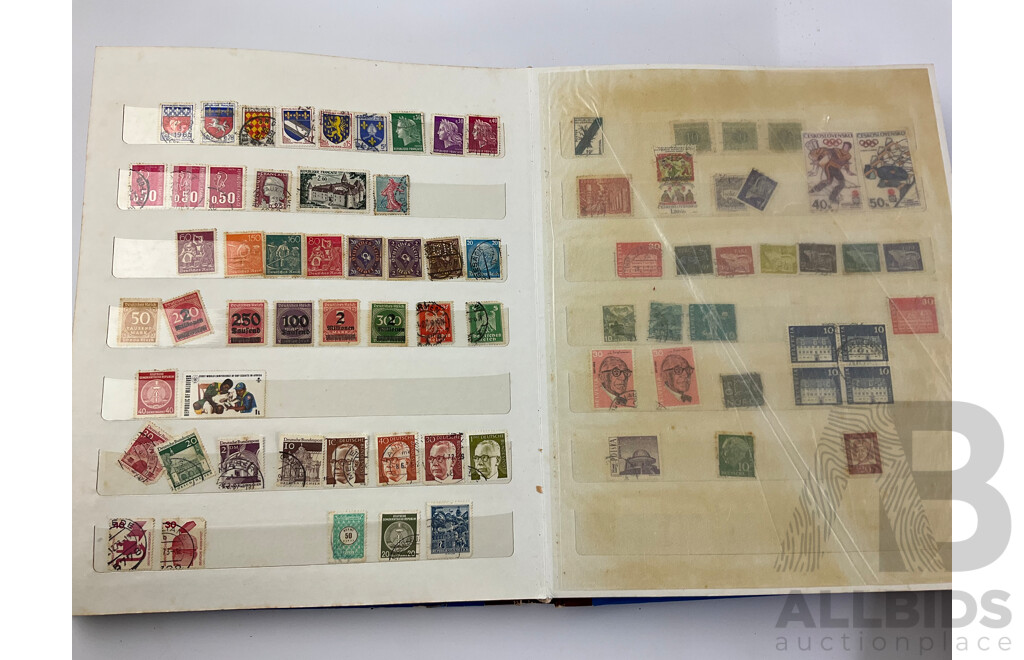 Six Albums of Antique and Vintage Stamps Including Germany, Turkiye, Italy, USSR, Austria, India, India, Egypt, Brazil and More