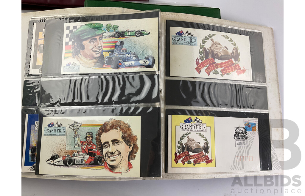 Australian  First Day Covers Including Formula One 1989/90 with Official Folder, Perth Cup-Pex 1987, Album Examples Spanning 1969 to 1974, Some New Zealand