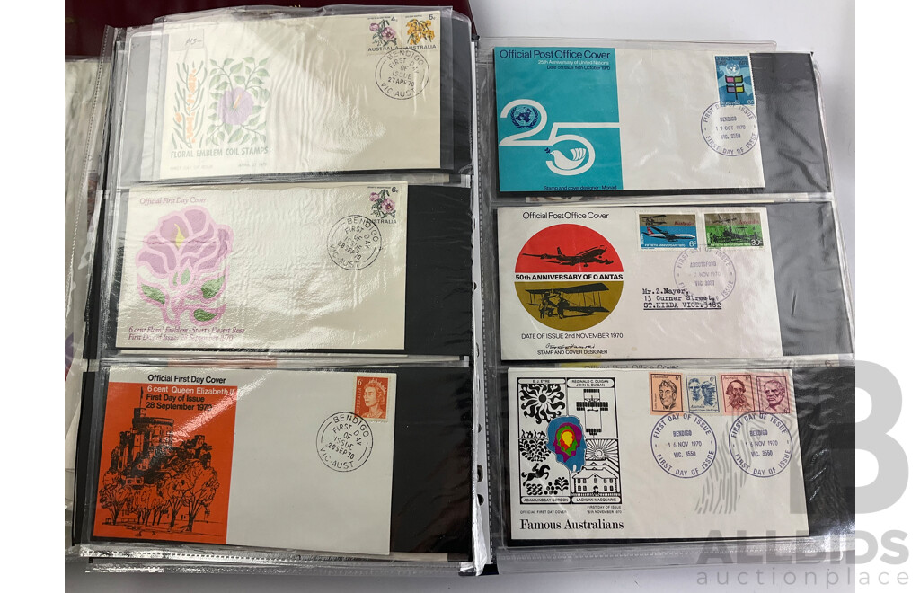 Australian  First Day Covers Including Formula One 1989/90 with Official Folder, Perth Cup-Pex 1987, Album Examples Spanning 1969 to 1974, Some New Zealand