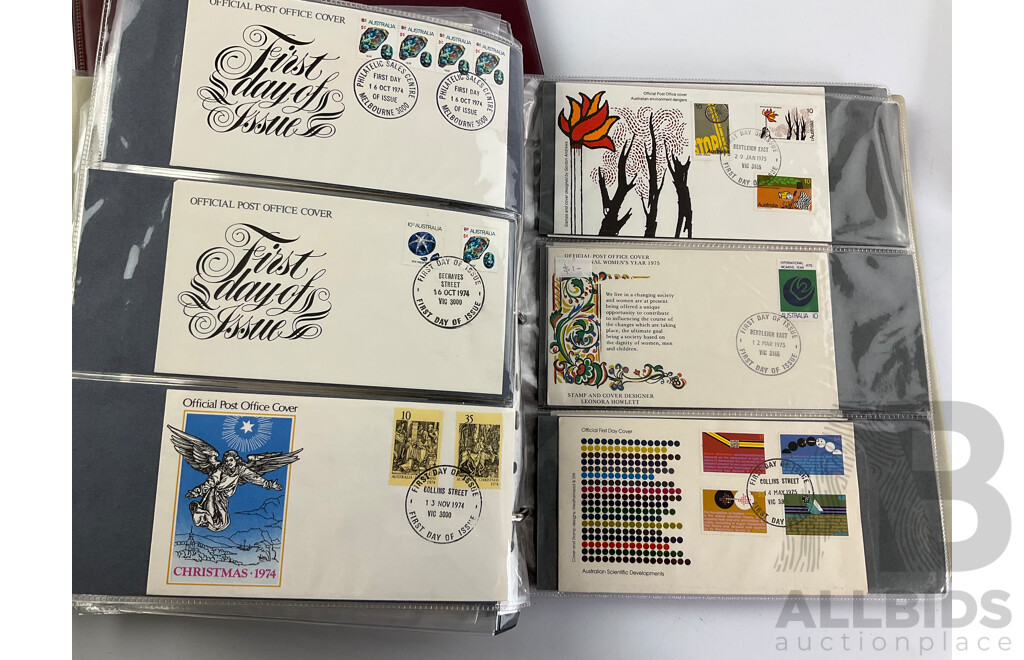 Australian  First Day Covers Including Formula One 1989/90 with Official Folder, Perth Cup-Pex 1987, Album Examples Spanning 1969 to 1974, Some New Zealand