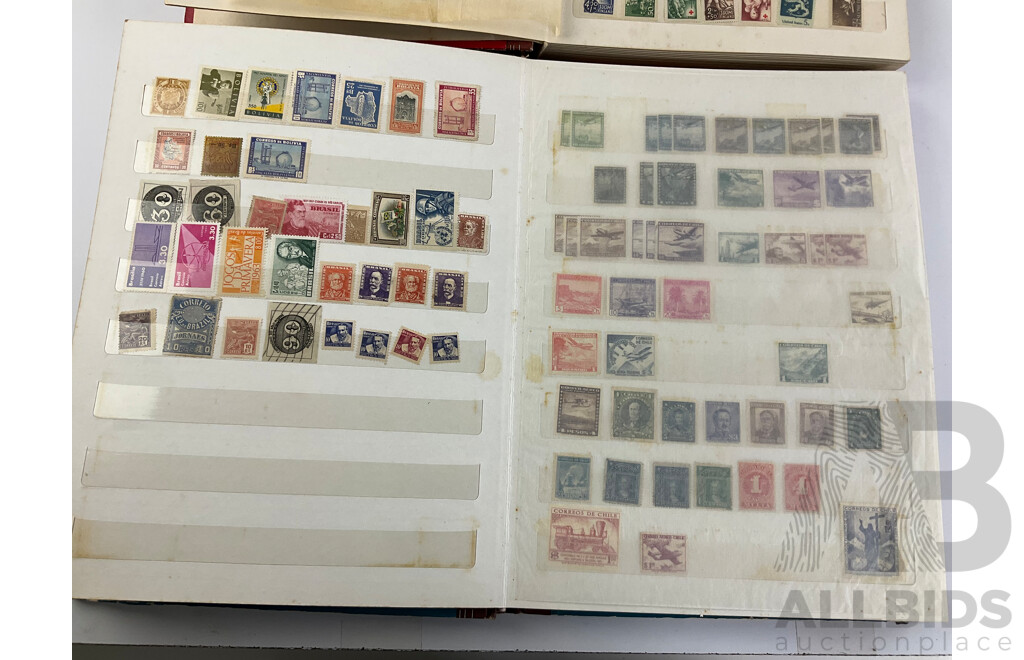 Four Albums of Antique and Vintage Stamps Including Australian States, Egypt, UK, Italy Denmark, Philippines, Japan, Canada, Kings and Queens of England and More