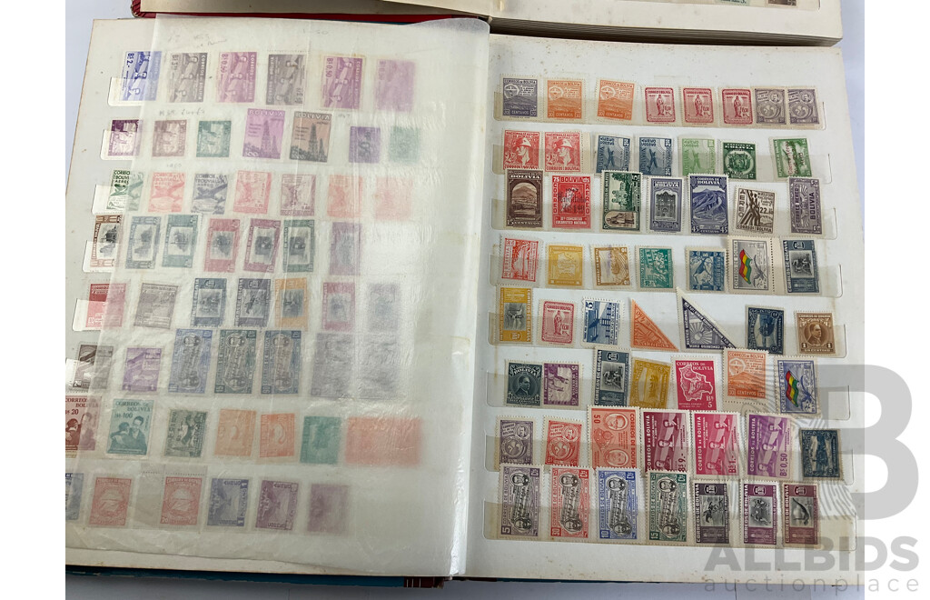 Four Albums of Antique and Vintage Stamps Including Australian States, Egypt, UK, Italy Denmark, Philippines, Japan, Canada, Kings and Queens of England and More